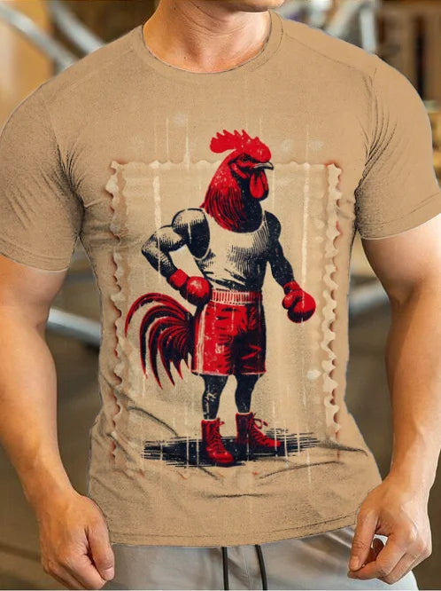 T-shirt imprimé coq boxeur pour homme