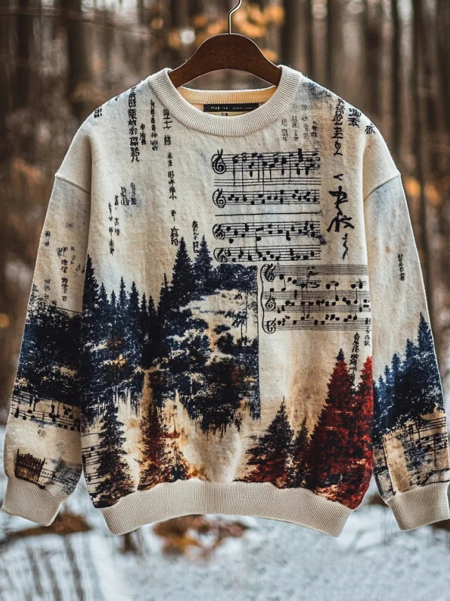 Men's Sheet Music Forest Calligraphy Art Print Casual Sweatshirt